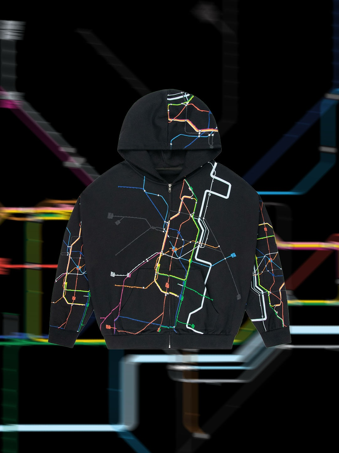 OX16 Subway Map Zip Hoodie OX16 Subway Map Zip Hoodie